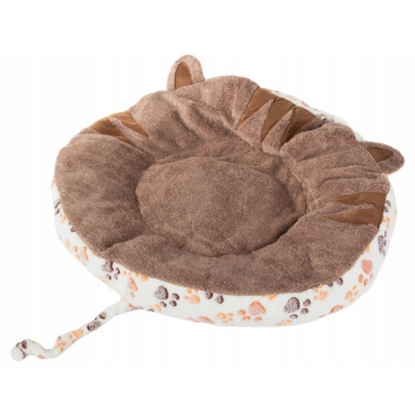 Culcus rotund caini si pisici Fluffy cu urechi si codita, pat pufos extra moale, impermeabil, multicolor, 60 cm