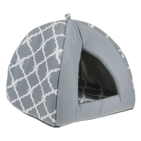 Culcus Cuib gri pisici si caini cu perna si maner transport, 38x38x38 cm